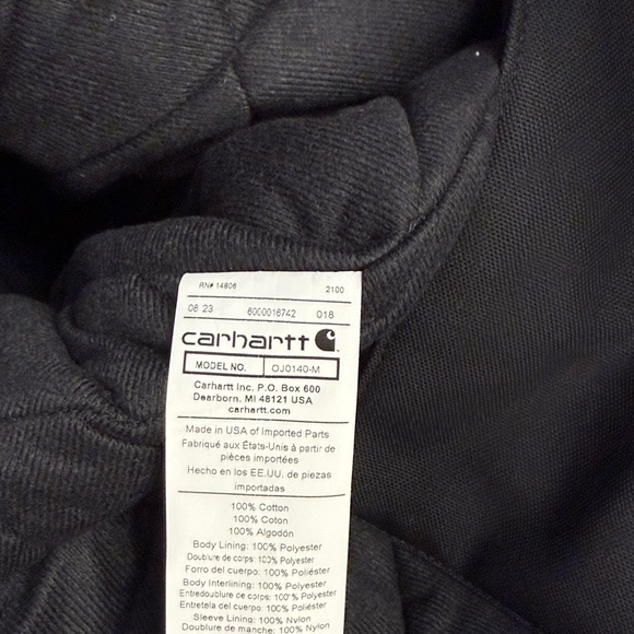 CARHARTT FLANNEL LINED ARTIC QUILT ACTIVE JACKET BLACK - L - Picture 6 of 6